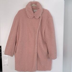 Pink Faux Fur Teddy Soft Coat Lik New -Size Small Lined Interior.
